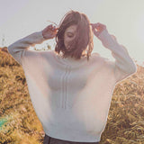 Pull mélangé à col montant - Blanc cassé mohair - I.Code
