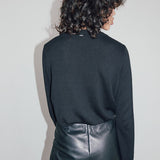 Pull en maille visuel message clous et strass - Noir - IKKS