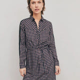 Robe chemise à carreaux tartan - Marine - IKKS