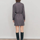 Robe chemise à carreaux tartan - Marine - IKKS