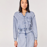Acid wash denim shirt dress - Summer Blue - IKKS