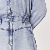 Acid wash denim shirt dress - Summer Blue - IKKS