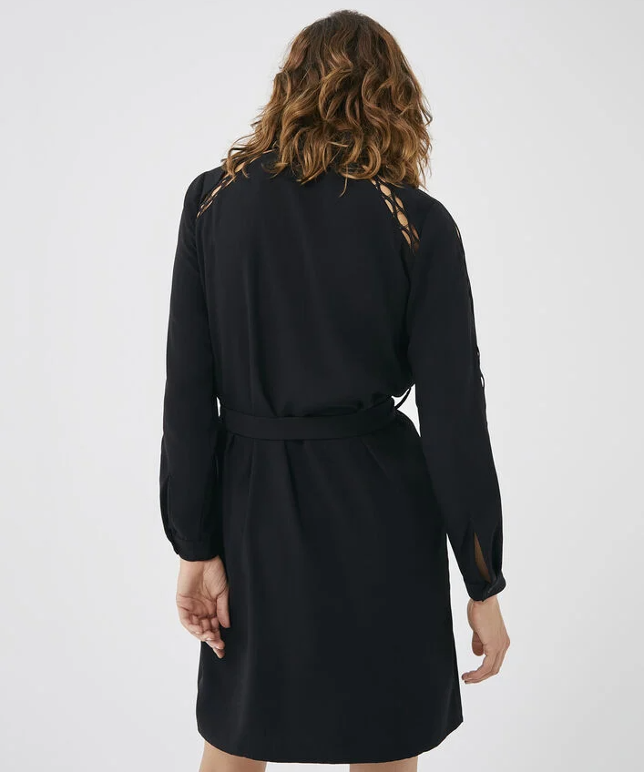 Robe chemise ceinturée - Noir - IKKS