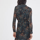 Robe cintrée en voile - imprimé arabesque florale grenat - IKKS Women