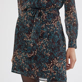 Robe cintrée en voile - imprimé arabesque florale grenat - IKKS Women