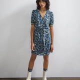 Robe courte en crêpe imprimé fleurs - Kaki clair - IKKS