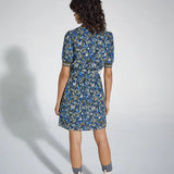 Robe courte en crêpe imprimé fleurs - Kaki clair - IKKS