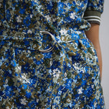 Robe courte en crêpe imprimé fleurs - Kaki clair - IKKS