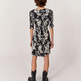 Short floral print crepe dress - Black - IKKS
