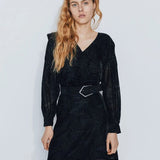 Robe courte en velours motif zèbre - Noir - IKKS