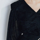 Robe courte en velours motif zèbre - Noir - IKKS