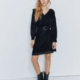 Robe courte en velours motif zèbre - Noir - IKKS