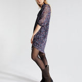 Robe droite en voile - imprimé paisley métallisé Navy - IKKS Women