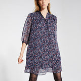 Robe droite en voile - imprimé paisley métallisé Navy - IKKS Women