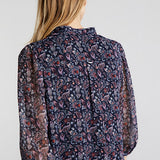 Robe droite en voile - imprimé paisley métallisé Navy - IKKS Women