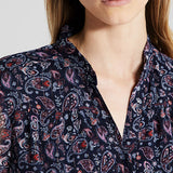 Robe droite en voile - imprimé paisley métallisé Navy - IKKS Women