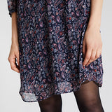 Robe droite en voile - imprimé paisley métallisé Navy - IKKS Women