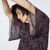 Robe droite voile de viscose - imprimé floral détails bijoux - IKKS WOMEN