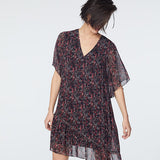 Robe droite voile de viscose - imprimé floral détails bijoux - IKKS WOMEN