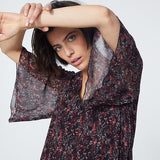 Robe droite voile de viscose - imprimé floral détails bijoux - IKKS WOMEN
