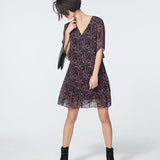 Robe droite voile de viscose - imprimé floral détails bijoux - IKKS WOMEN