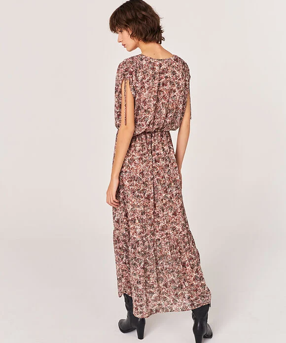 Robe longue en voile recyclé imprimé papillons - Peau - IKKS