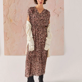 Long dress in recycled butterfly print voile - Peau - IKKS