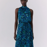 Robe nouée dans le dos imprimé floral - Marine - IKKS