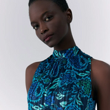 Robe nouée dans le dos imprimé floral - Marine - IKKS