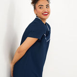 Robe zippée avec bords-côtes rayés - Marine - I.Code