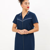Robe zippée avec bords-côtes rayés - Marine - I.Code