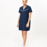 Robe zippée avec bords-côtes rayés - Marine - I.Code