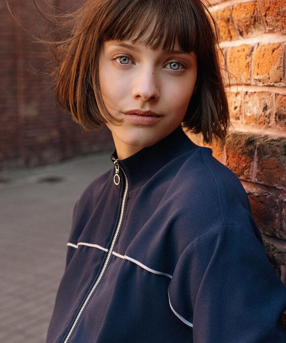 Robe zippée avec nœud à la taille - Marine - I.Code