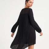Robe à col zippé et dos plissé - Noir - I.Code