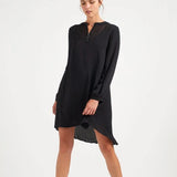 Robe à col zippé et dos plissé - Noir - I.Code