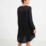 Robe à col zippé et dos plissé - Noir - I.Code