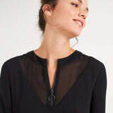 Robe à col zippé et dos plissé - Noir - I.Code