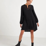 Robe à col zippé et dos plissé - Noir - I.Code