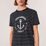 Tee-shirt rayé en lin - Marine - IKKS MEN