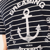 Tee-shirt rayé en lin - Marine - IKKS MEN