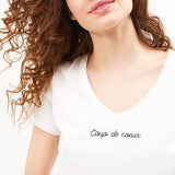 Tee-shirt coup de coeur brodé - blanc cassé  - I.Code