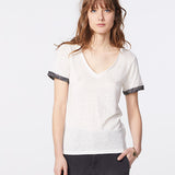 Tee-shirt en lin revers manche zèbre - blanc cassé - ikks women