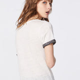Tee-shirt en lin revers manche zèbre - blanc cassé - ikks women
