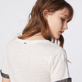 Tee-shirt en lin revers manche zèbre - blanc cassé - ikks women