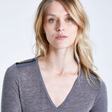 Tee-shirt gris bijoux femme IKKS