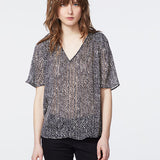 Top manches courtes en voile - imprimé zèbre métallisé - ikks women