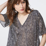 Top manches courtes en voile - imprimé zèbre métallisé - ikks women