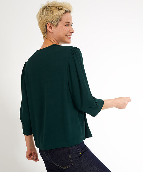 Top encolure V en broderie anglaise - Vert Pinegreen - I.Code
