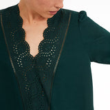 Top encolure V en broderie anglaise - Vert Pinegreen - I.Code