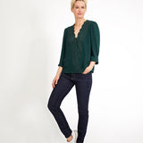 Top encolure V en broderie anglaise - Vert Pinegreen - I.Code